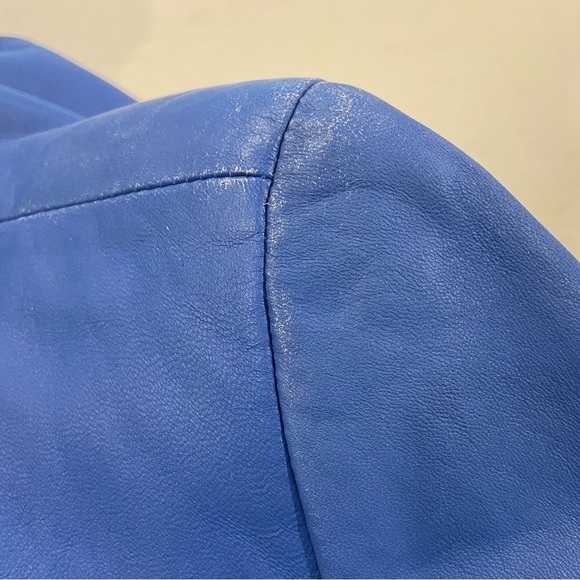 Vintage Woman’s Anne Klein Leather Blazer Electric Blue Size 6 - Picture 7 of 12